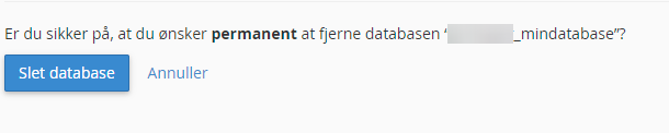 MySQL Bekræft Slet Database